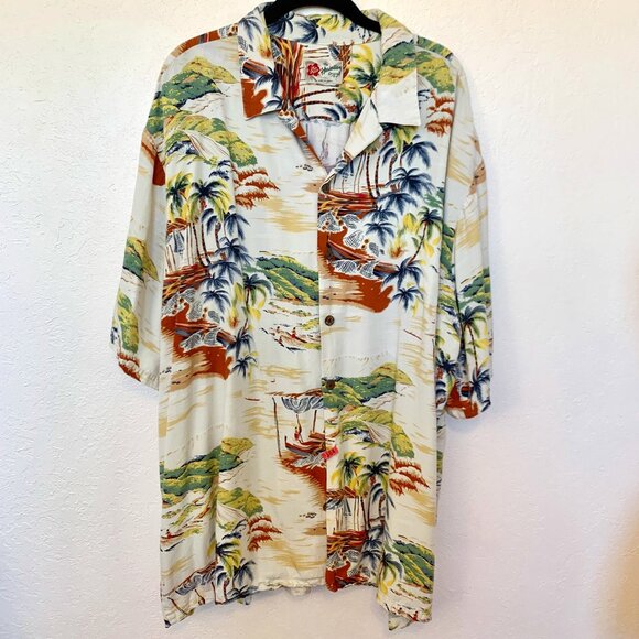Hilo Hattie 4XL Mens Hawaiian shirt - Made in Hawaii Aloha theme Palm trees - Picture 2 of 6